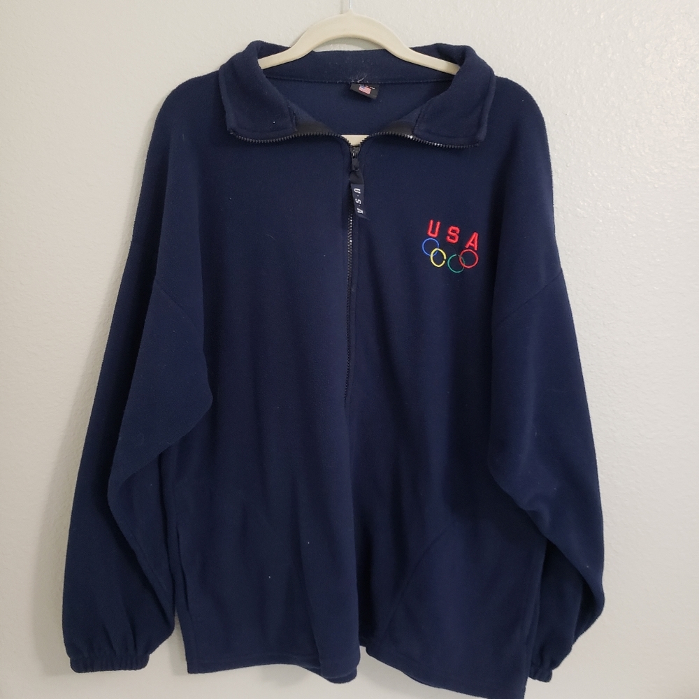 USA navy fleece zip up jacket. XL